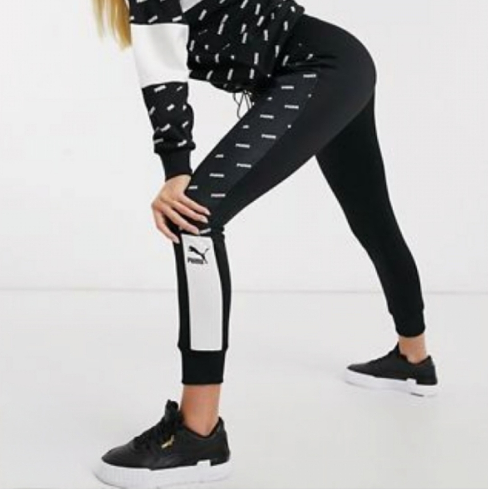 Puma Women's Black and White Track Pants Size Medium